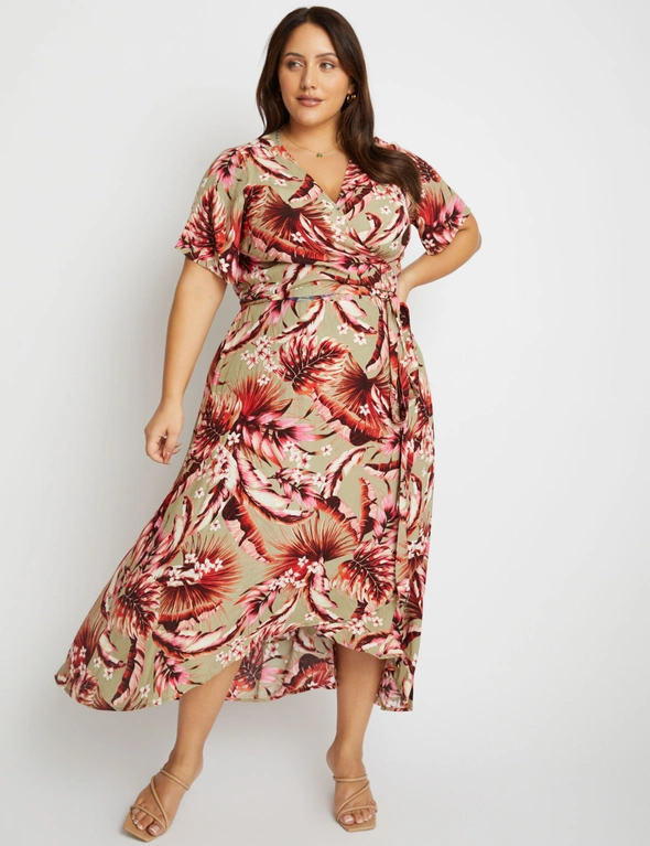 Beme Hi Lo Wrap Midi Length Dress | EziBuy Australia
