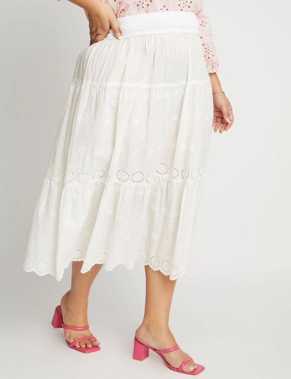 Beme Cotton Broderie Tiered Skirt, hi-res image number null