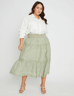 Beme Cotton Broderie Tiered Skirt