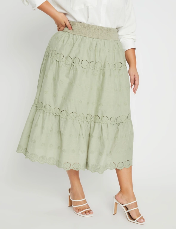 Beme Cotton Broderie Tiered Skirt, hi-res image number null