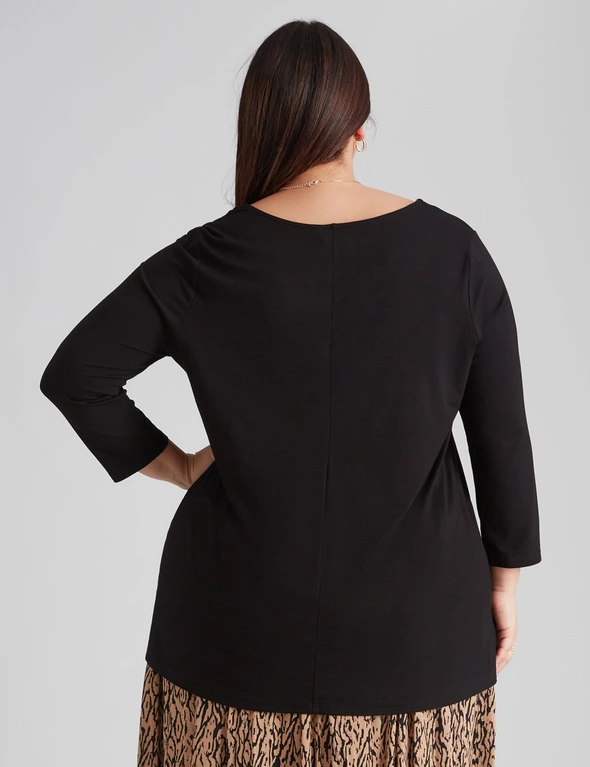 Beme Short Sleeve Zipped Detail Asymmetric Knitwear Top, hi-res image number null