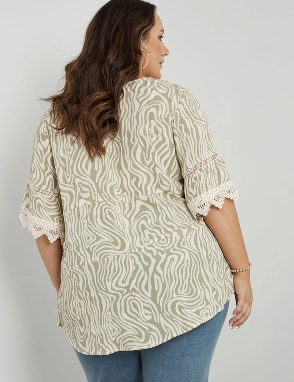 Beme Lace Detail Frill Woven Top, hi-res image number null