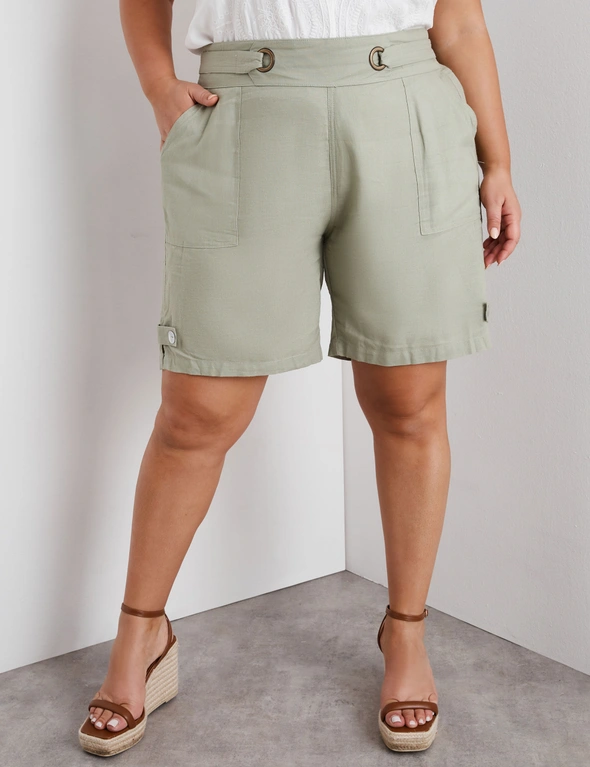 Beme Elastic Waist Linen Shorts, hi-res image number null