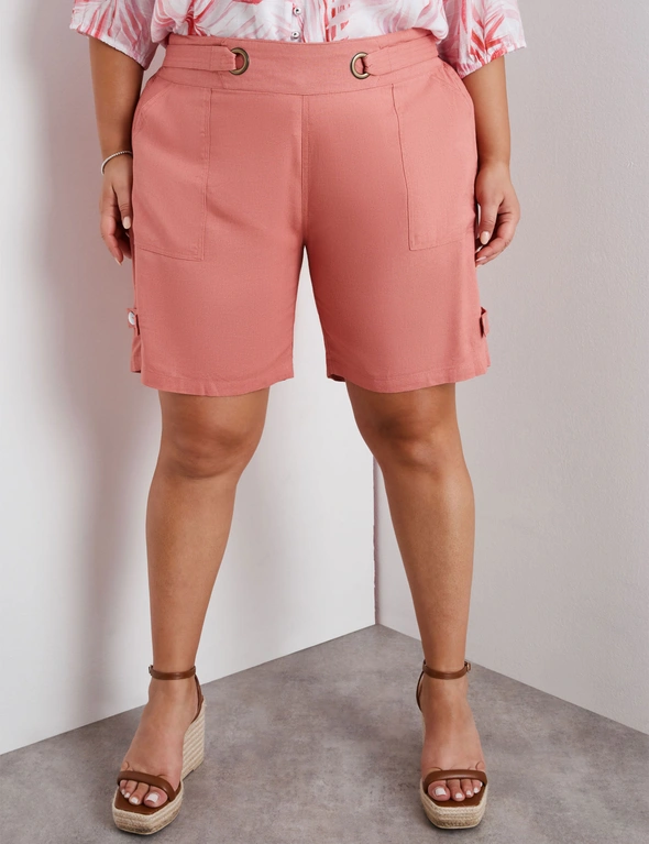 Beme Elastic Waist Linen Shorts, hi-res image number null