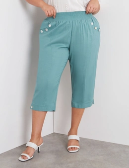 Beme Crop Linen Button Detail Pants
