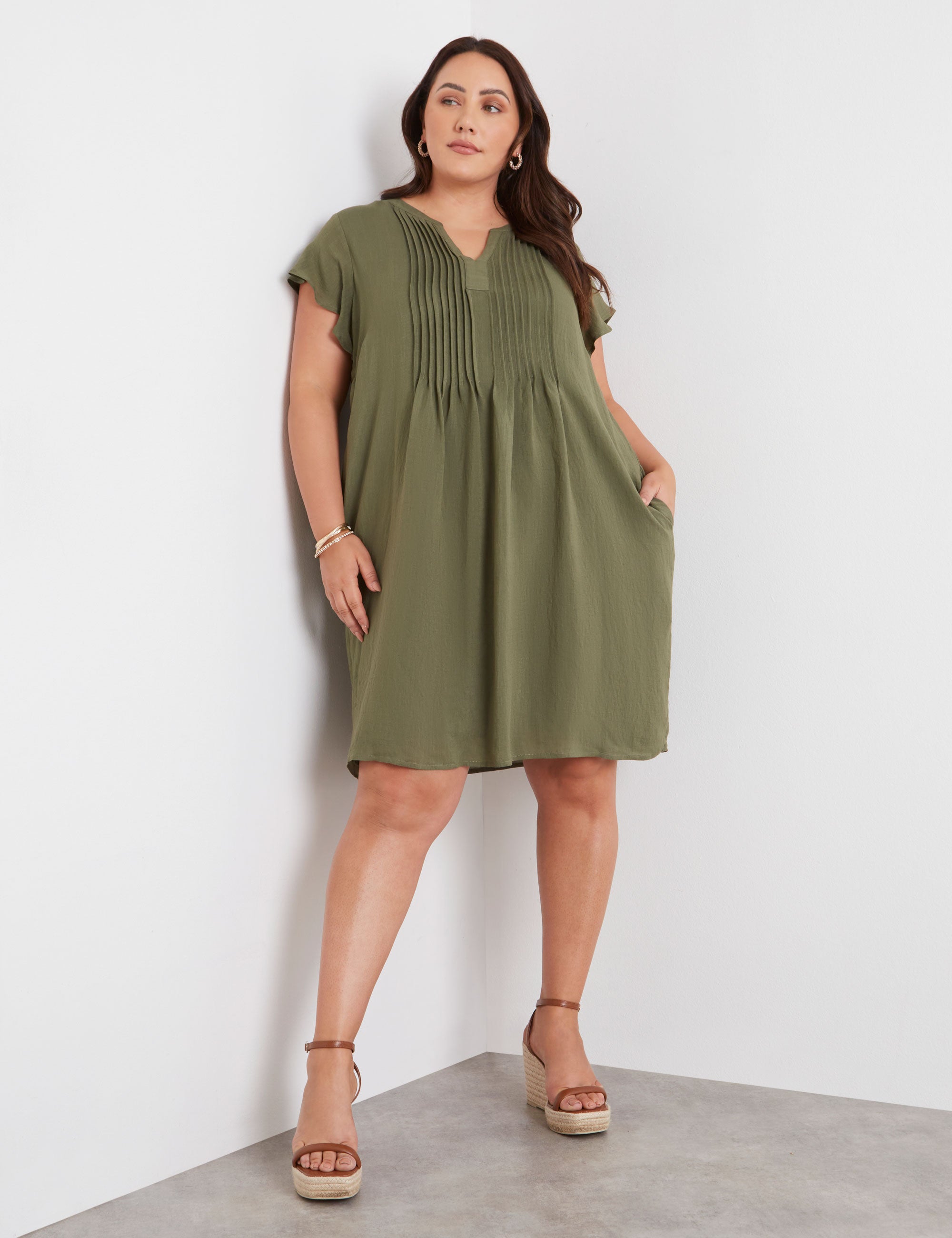 Green a line midi on sale dress