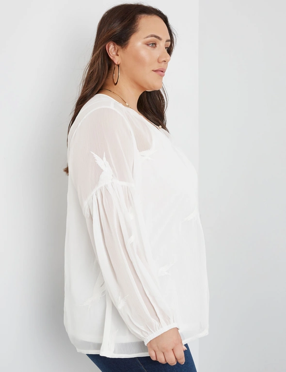 Beme Long Sleeve Embroidered Blouse, hi-res image number null