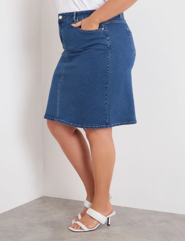 Beme 5 Pocket Fixed Waist Fashion Denim Skirt, hi-res image number null