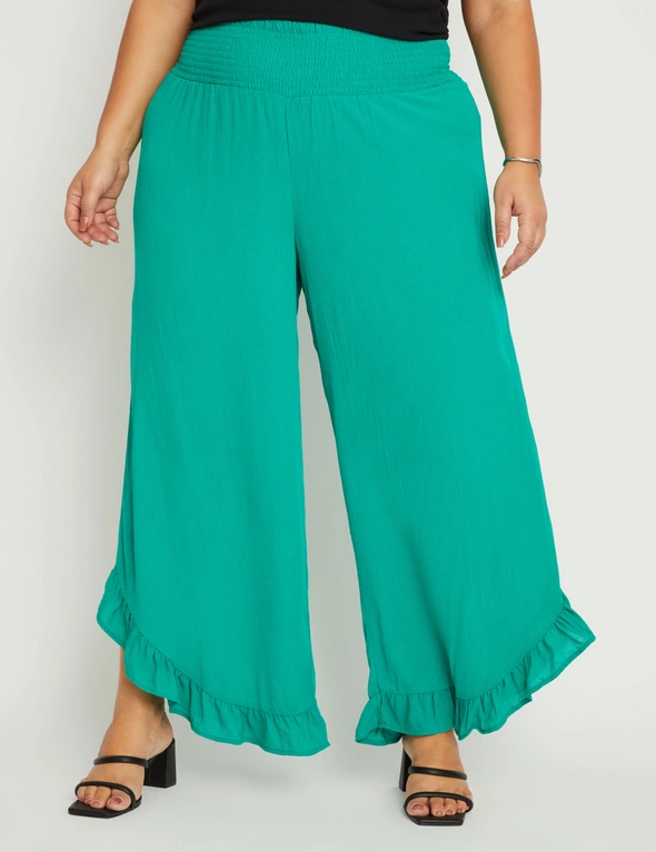Be Me Crop Shirred Waist Frill Pant, hi-res image number null