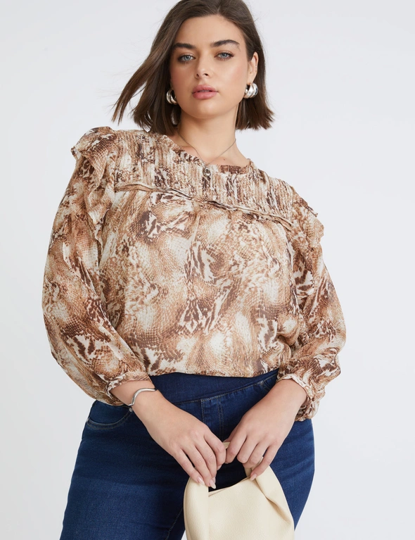 Beme Long Sleeve Ruffle Detail Blouse, hi-res image number null