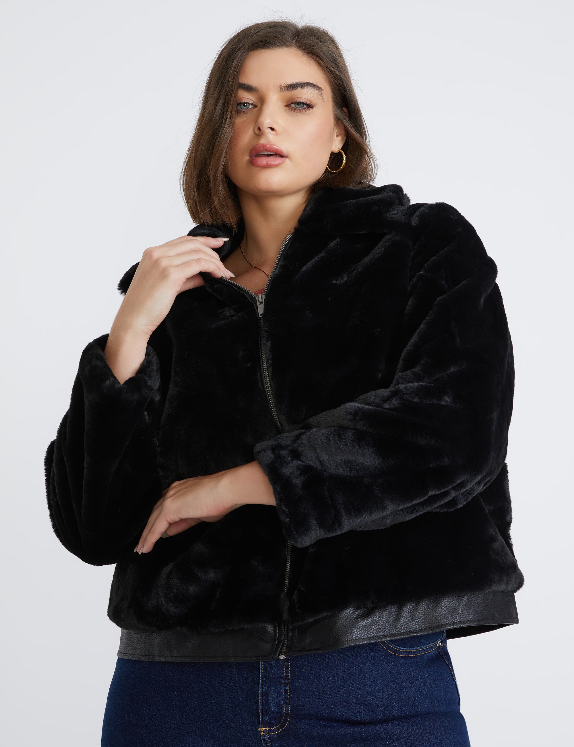 Beme Long Sleeve Fur/Pu Luxe Jacket | Beme