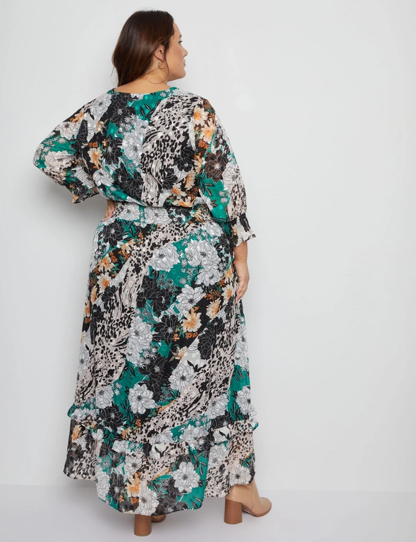 Beme Elbow Sleeve Printed Dobby Maxi Dress, hi-res image number null