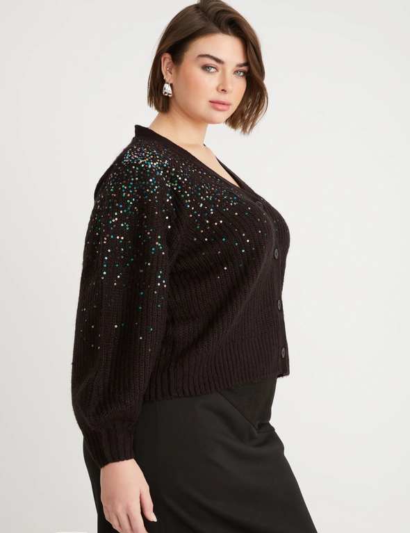 Beme Long Sleeve Sequince Knit Cardigan, hi-res image number null