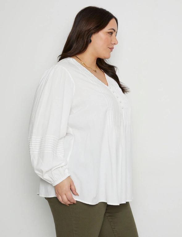Beme Long Sleeve Pintuck Button Blouse, hi-res image number null