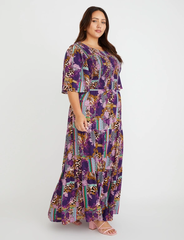 Beme Long Sleeve Shirred Bodice Maxi Dress, hi-res image number null