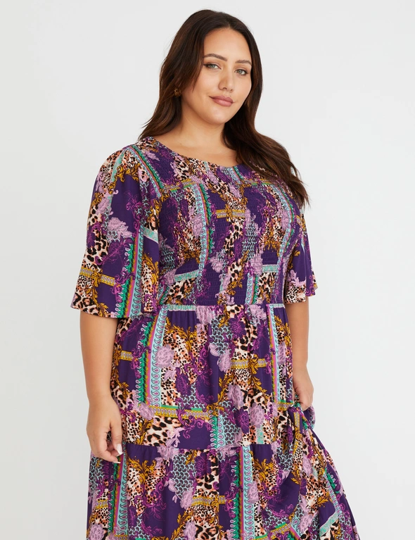 Beme Long Sleeve Shirred Bodice Maxi Dress | EziBuy Australia