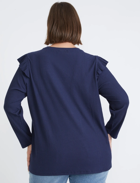 Beme Long Sleeve Frill Ribbed Top, hi-res image number null