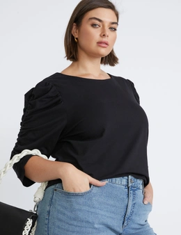 Beme Rouched Sleeve Top