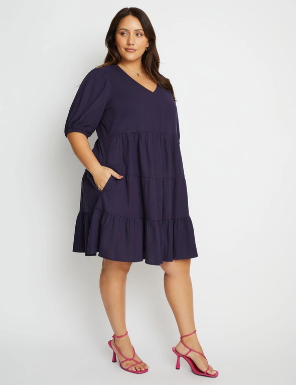 Beme Puff Sleeve Tiered Dress, hi-res image number null