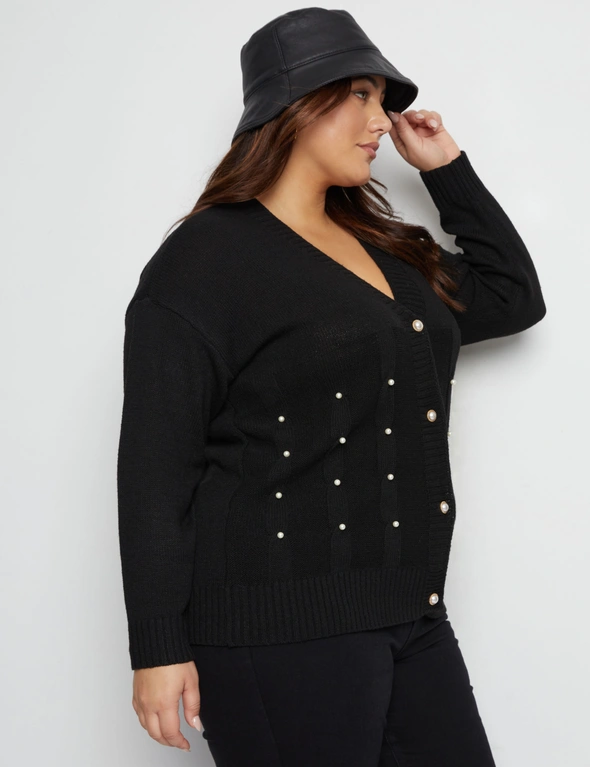 Beme Pearl Button Pointelle Cardigan, hi-res image number null