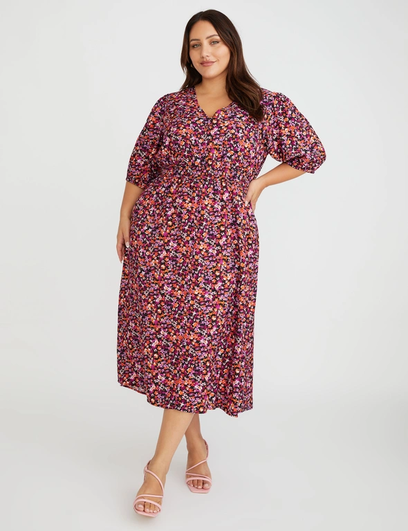 Beme Puff Sleeve Button Front Dress, hi-res image number null