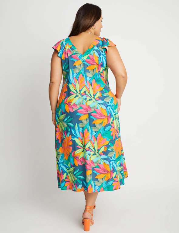 Beme Flutter V Neck Linen Maxi Dress, hi-res image number null