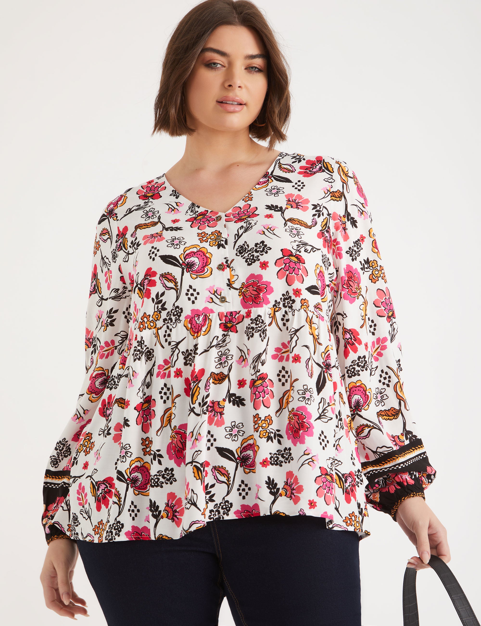 Beme V Neck Peplum Blouse | Crossroads