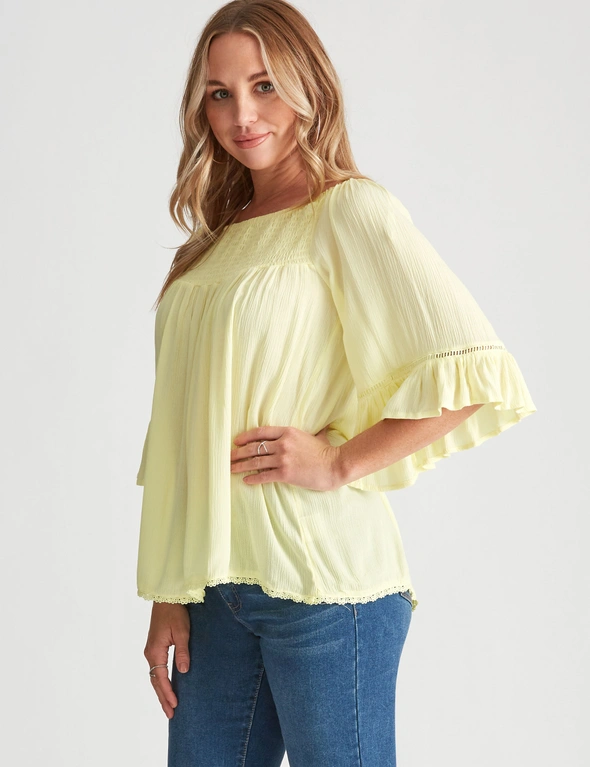 Crossroads Ruffle Shirred Top, hi-res image number null