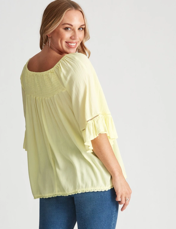Crossroads Ruffle Shirred Top, hi-res image number null