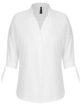 Crossroads Tie Sleeve Shirt White