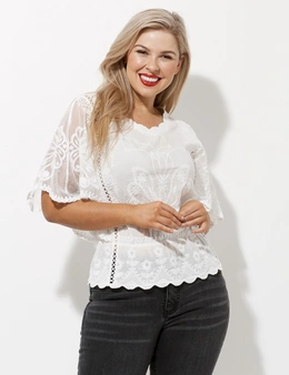 Crossroads Butterfly Embroidered Top