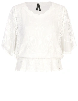 Crossroads Butterfly Embroidered Top