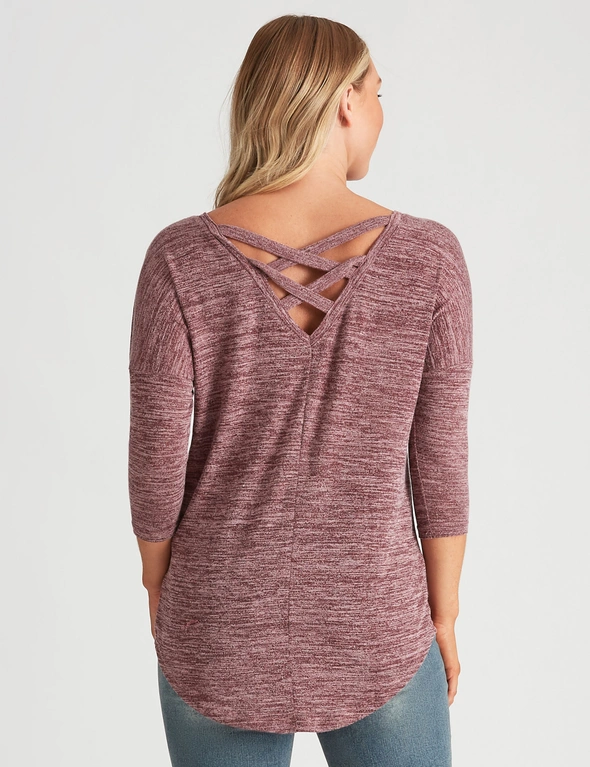 Crossroads Cross Back Faux Knit Top, hi-res image number null