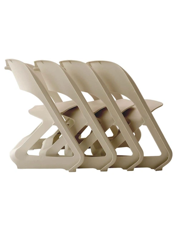 ArtissIn Set of 4 Dining Chairs Office Cafe Lounge Seat Stackable Plastic Leisure Chairs Beige, hi-res image number null
