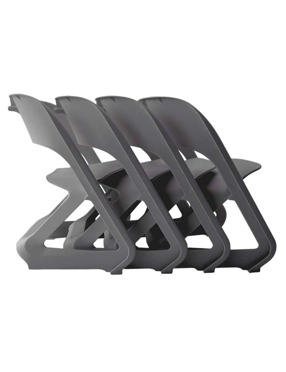 ArtissIn Set of 4 Dining Chairs Office Cafe Lounge Seat Stackable Plastic Leisure Chairs Grey, hi-res image number null