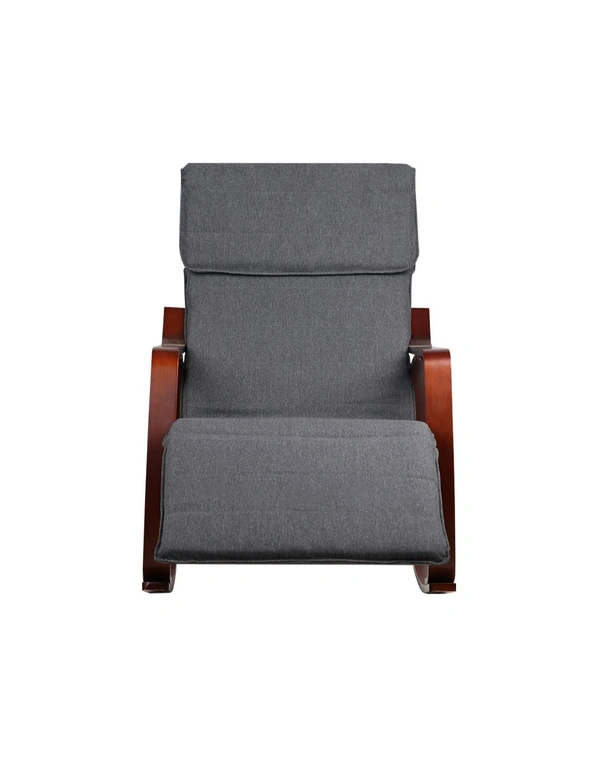 Artiss Fabric Rocking Armchair with Adjustable Footrest - Charcoal, hi-res image number null