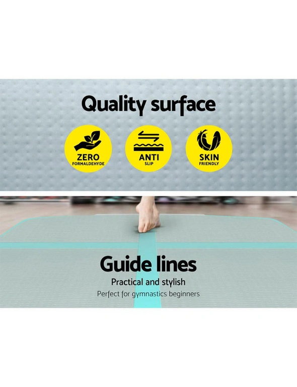 Everfit GoFun 4X1M Inflatable Air Track Mat Tumbling Floor Home Gymnastics Green, hi-res image number null