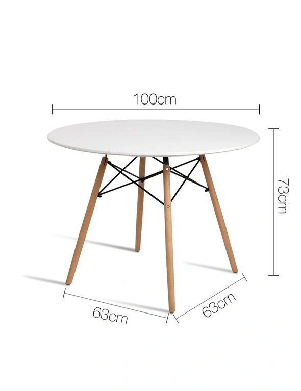 Artiss Dining Table Round White 4 Seater 100CM, hi-res image number null