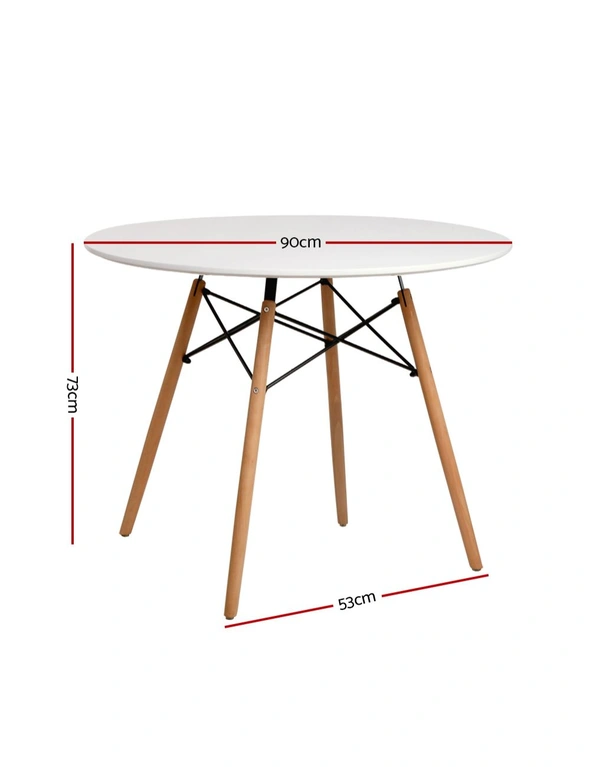Artiss Dining Table Round White 4 Seater 90CM, hi-res image number null