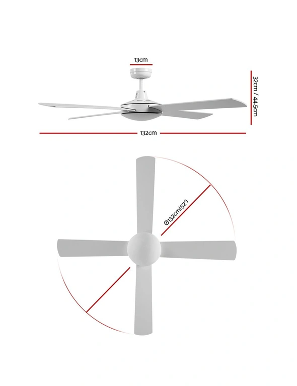 Devanti 52'' Ceiling Fan w/Remote - White, hi-res image number null