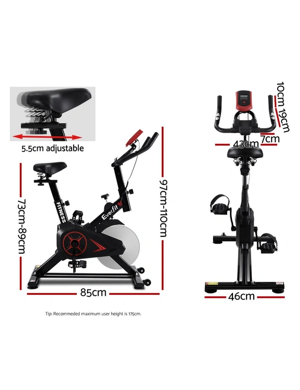 Everfit Spin Bike Exercise Bike Flywheel Cycling Home Gym Fitness Machine, hi-res image number null