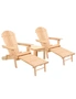 Gardeon 3PC Adirondack Outdoor Table and Chairs? Wooden Sun Lounge Beach Patio Natural, hi-res