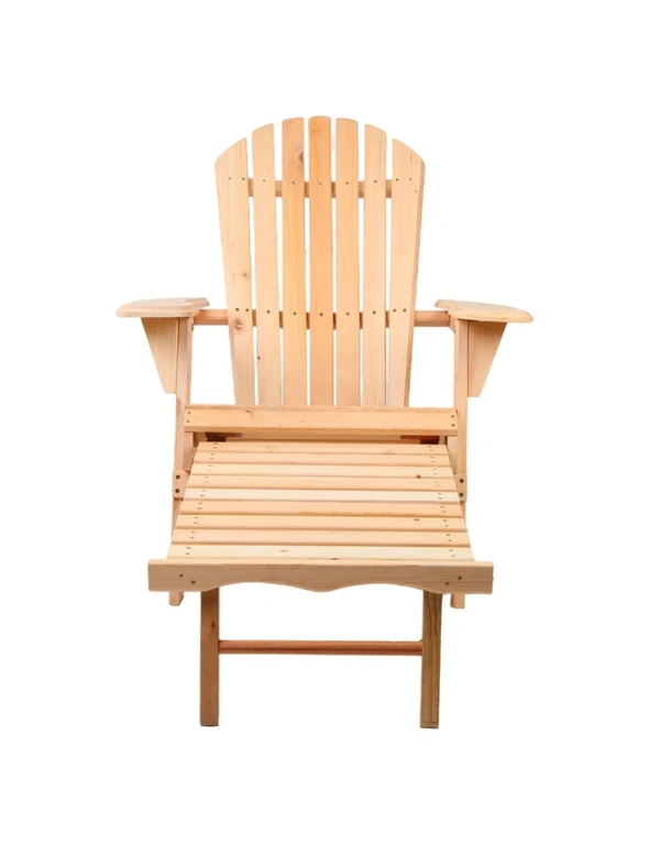 Gardeon Adirondack Outdoor Chairs Wooden Sun Lounge Patio Furniture Garden Natural, hi-res image number null
