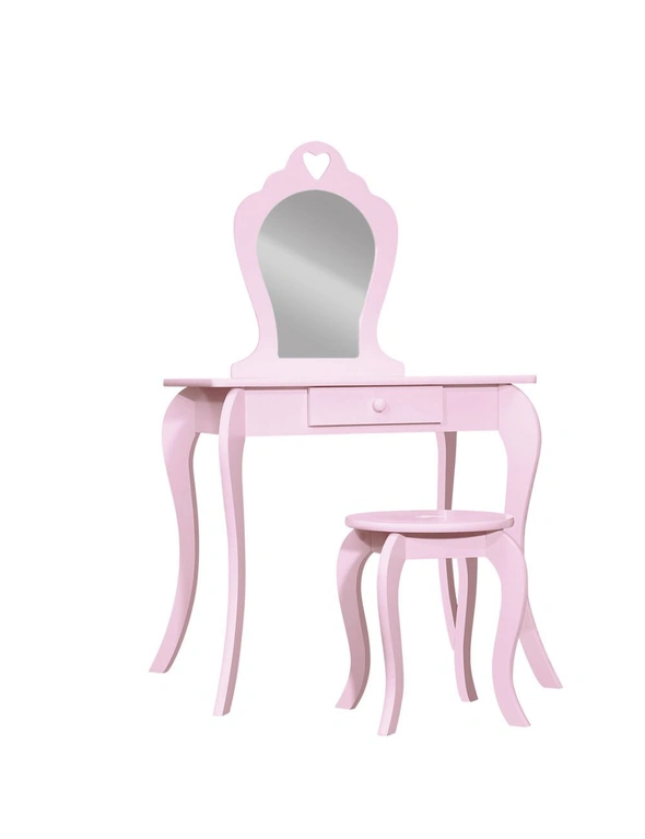 Keezi Kids Dressing Table Stool Set Vanity Mirror Princess Children Makeup Pink, hi-res image number null