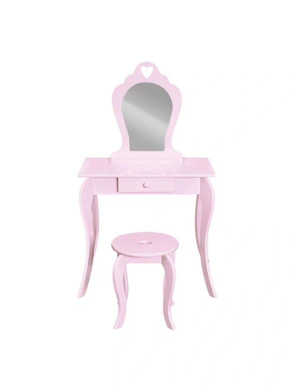 Keezi Kids Dressing Table Stool Set Vanity Mirror Princess Children Makeup Pink, hi-res image number null