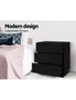 Artiss Bedside Table LED 3 Drawers - MORI Black, hi-res