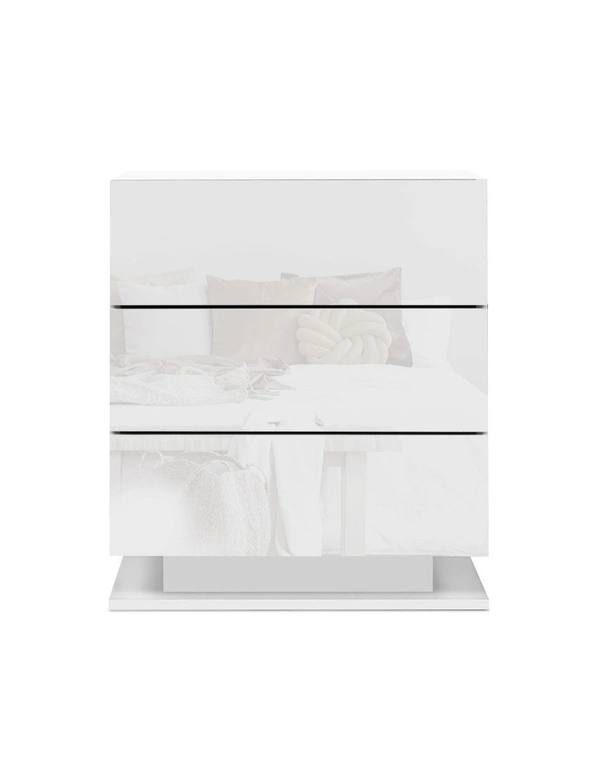 Artiss Bedside Table LED 3 Drawers - MORI White, hi-res image number null