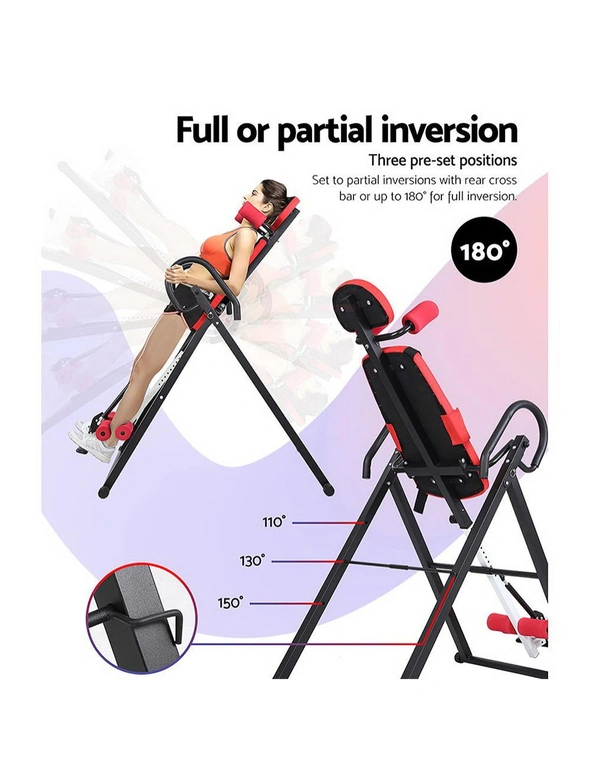 Everfit Inversion Table Gravity Exercise Inverter Back Stretcher Home Gym Red, hi-res image number null