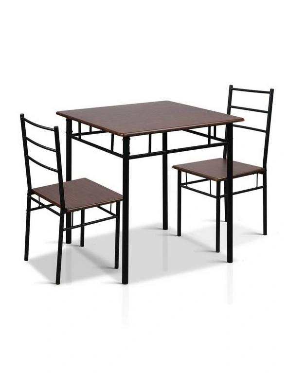 Artiss Dining Table And Chairs Set fo 3 Walnut, hi-res image number null