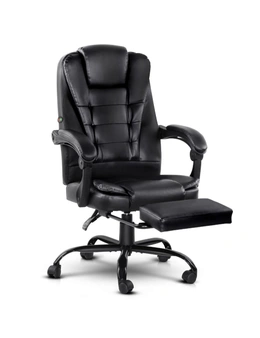 Artiss 2 Point Massage Office Chair PU Leather Footrest Black